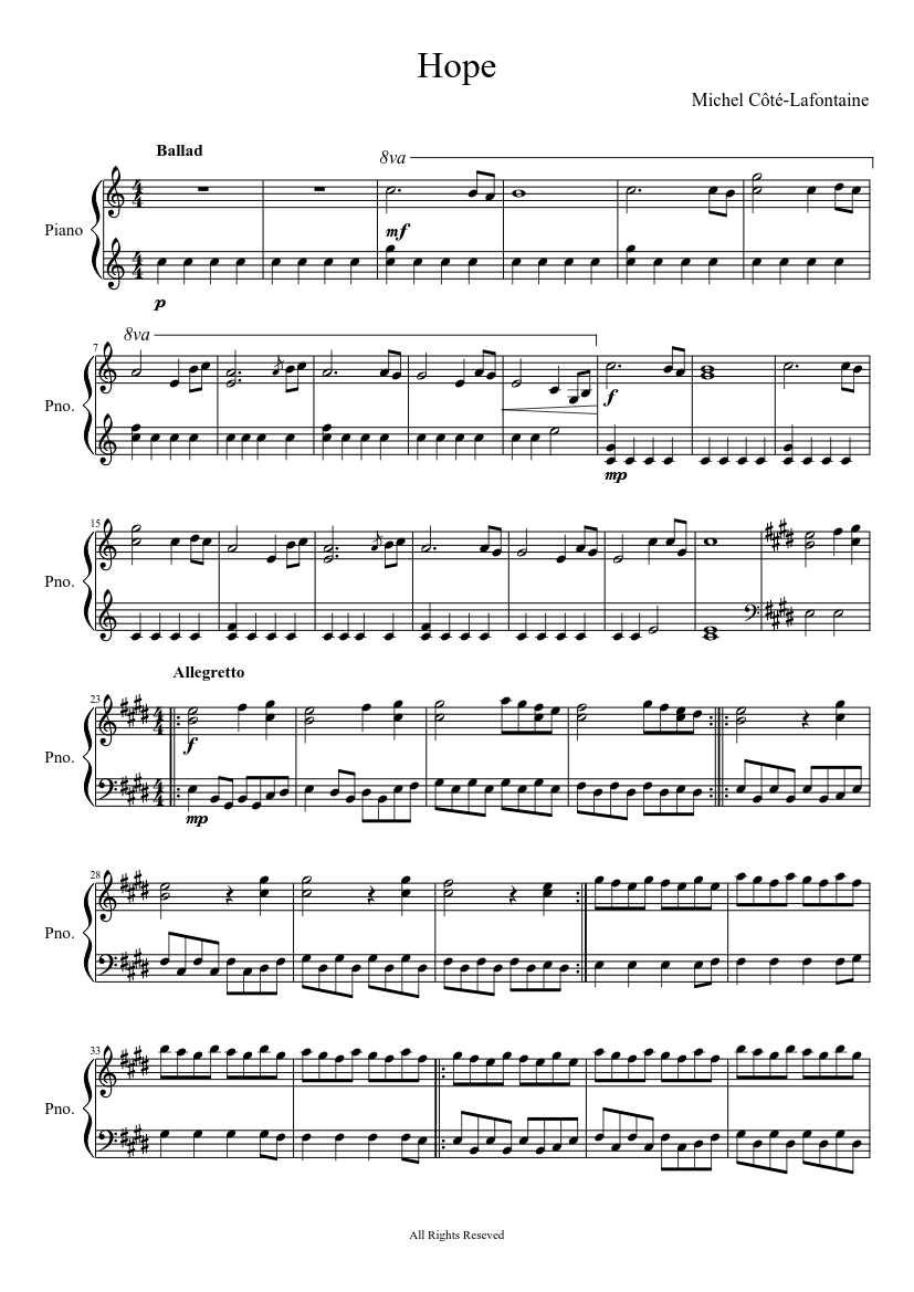Hope (Piano solo) Sheet music for Piano (Solo) | Musescore.com