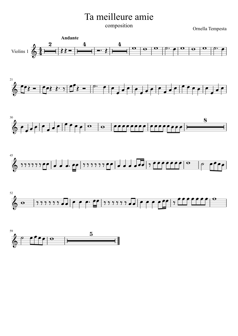 Ta Meilleure Amie Sheet Music For Strings Group Solo Musescore Com