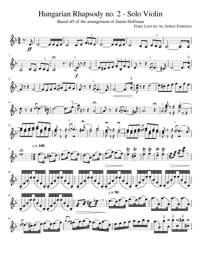 Hungarian Rhapsody no. 2 Solo Violin Sheet music for Piano (Solo) |  Musescore.com