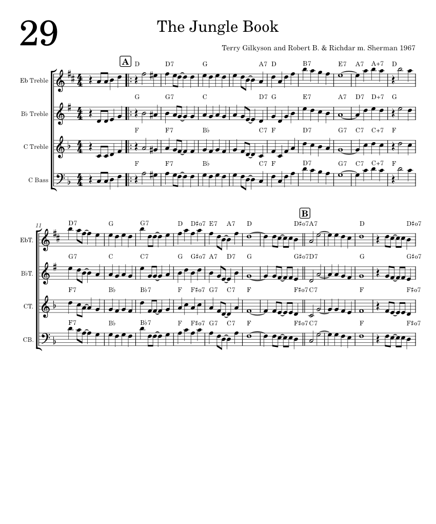LEADSHEET Jungle Book Sheet music for Trombone, Saxophone alto, Trumpet ...