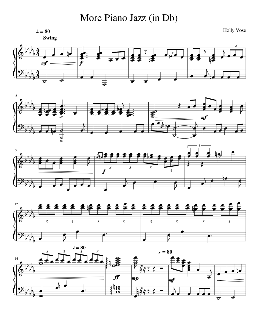More Piano Jazz (in Db) Sheet music for Piano (Solo) | Musescore.com