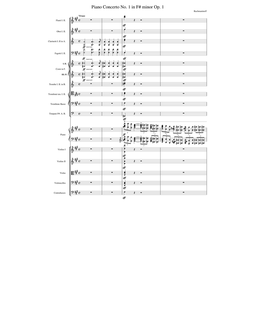 Rachmaninoff Piano Concerto No. 1 in F# minor Op. 1 Sheet music for Piano,  Trombone tenor, Trombone bass, Flute & more instruments (Symphony  Orchestra) | Musescore.com