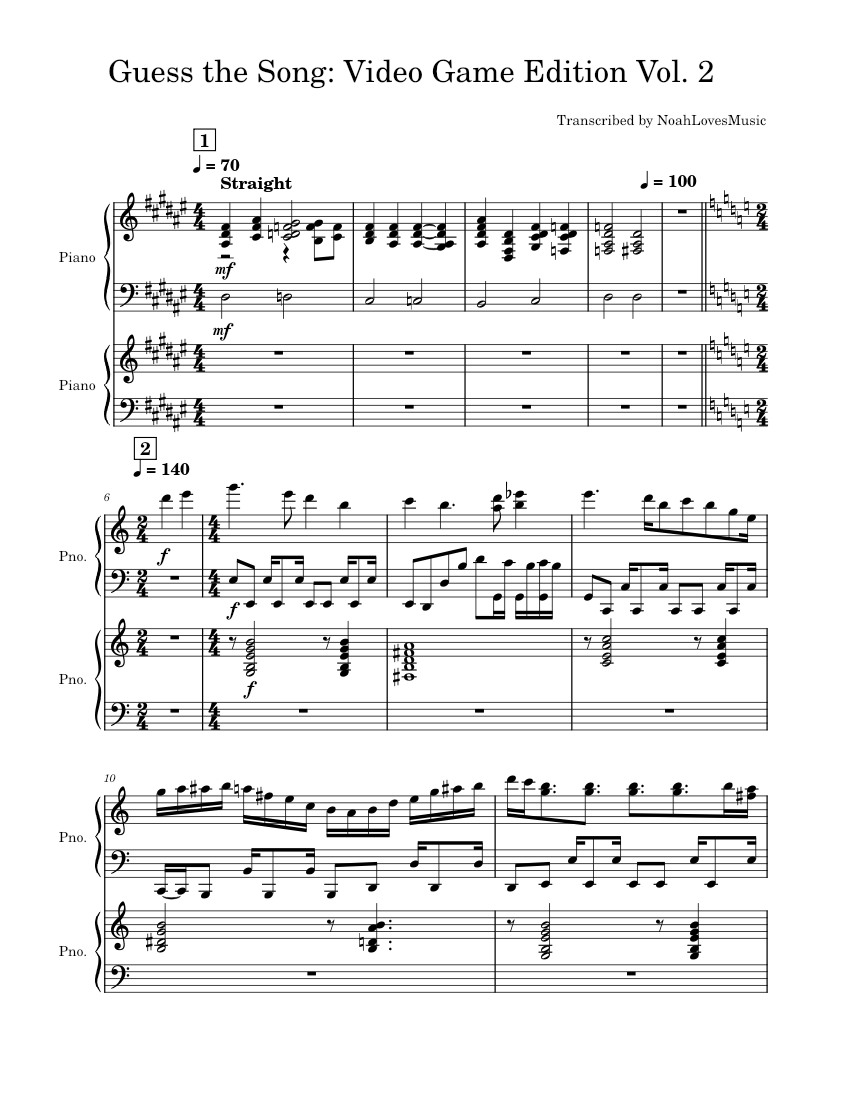Guess the Song (Video Game Edition): Vol 2 Sheet music for Piano (Piano ...