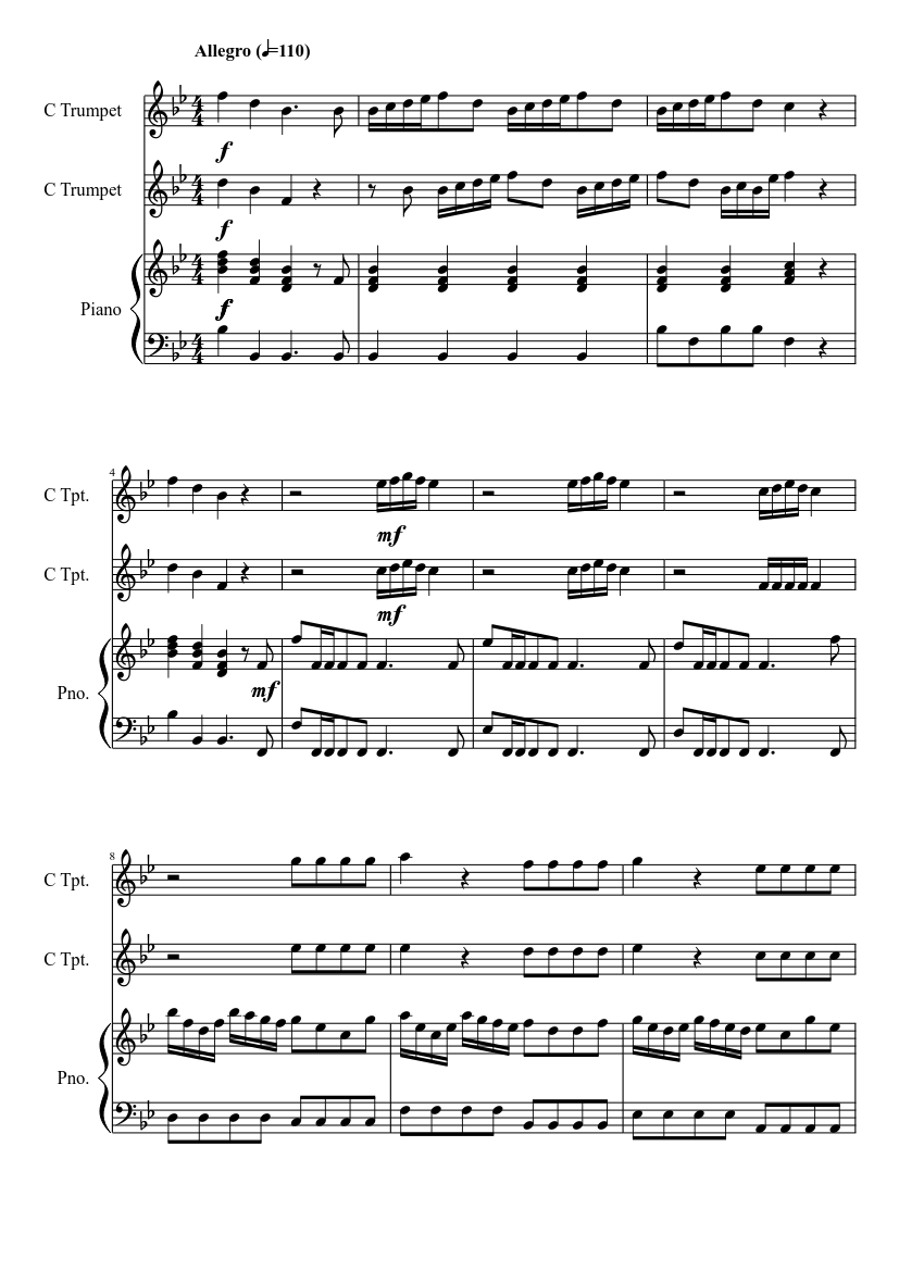 Vivaldi Concerto for Two Trumpets Sheet music for Piano, Trumpet other  (Mixed Trio) | Musescore.com