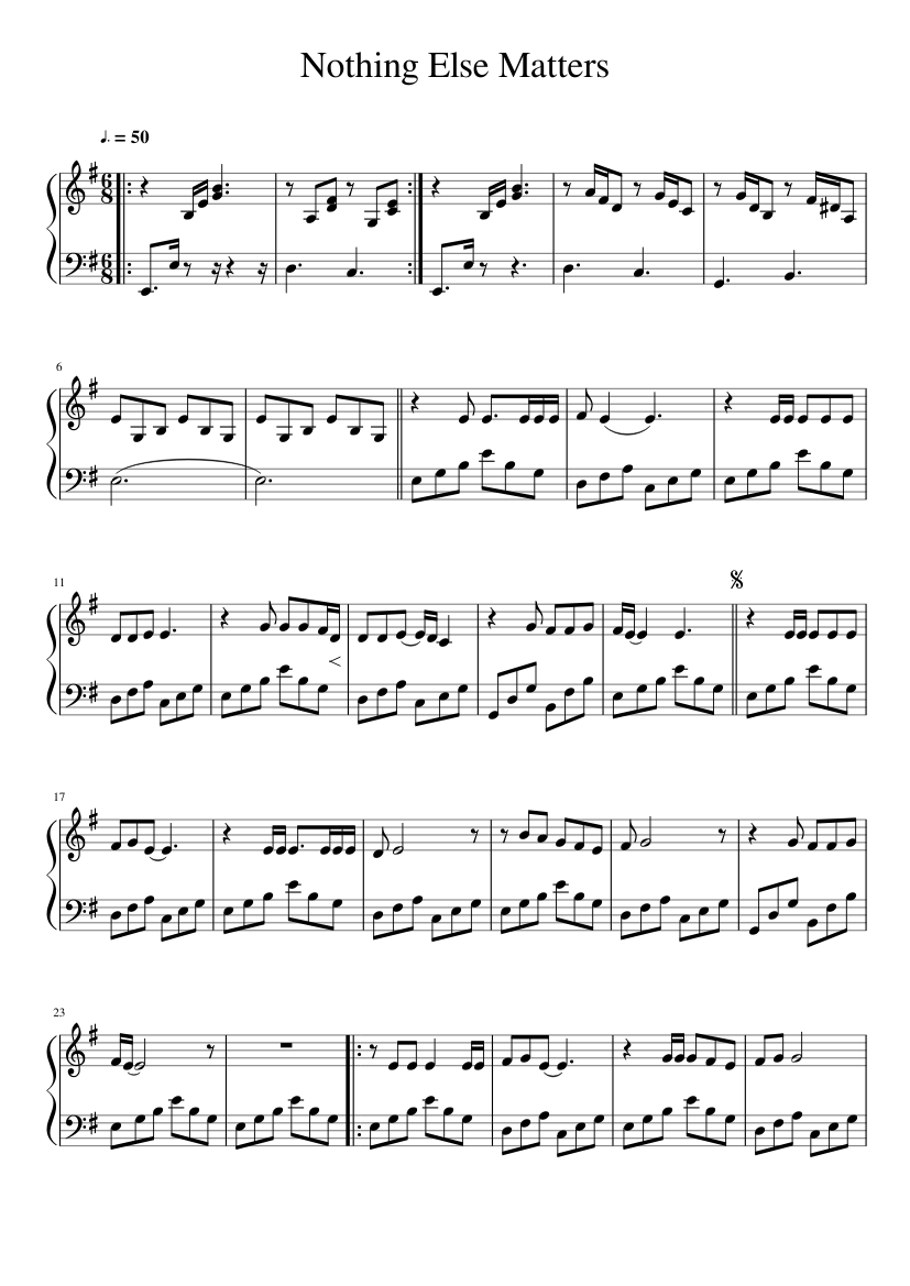 Nothing Else Matters (by Metallica) Sheet music for Piano (Solo) |  Musescore.com