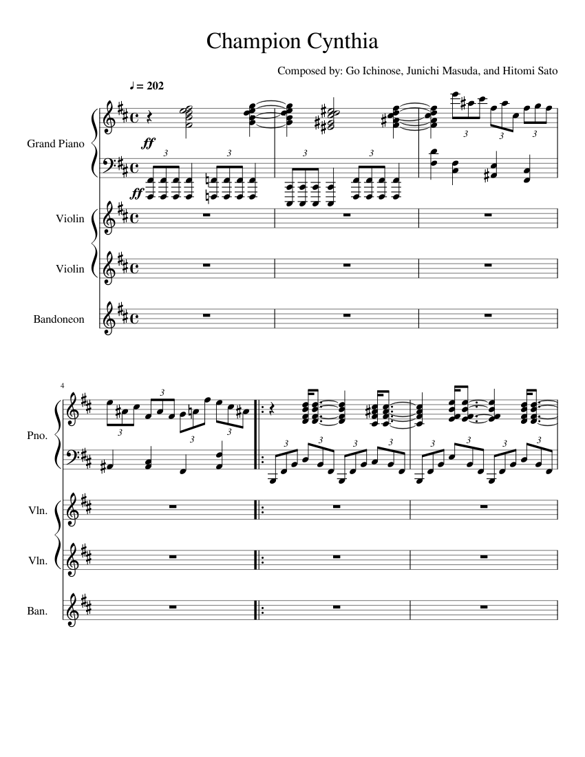 Champion Cynthia Medley Sheet music for Piano, Bandoneon, Violin (Mixed  Quartet) | Musescore.com