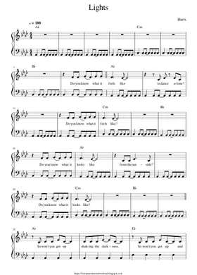 Free Lights by Hurts sheet music | Download PDF or print on Musescore.com