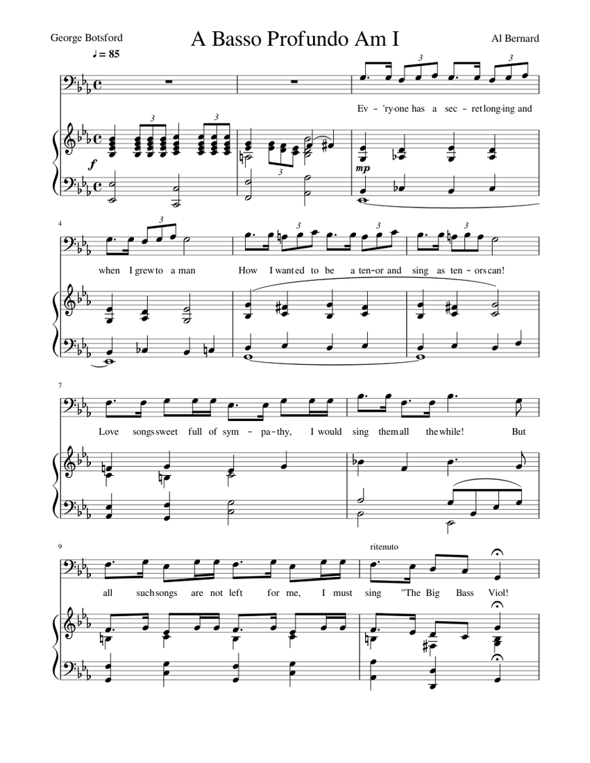 A Basso Profundo Am I Sheet music for Piano, Vocals (Piano-Voice) |  Musescore.com