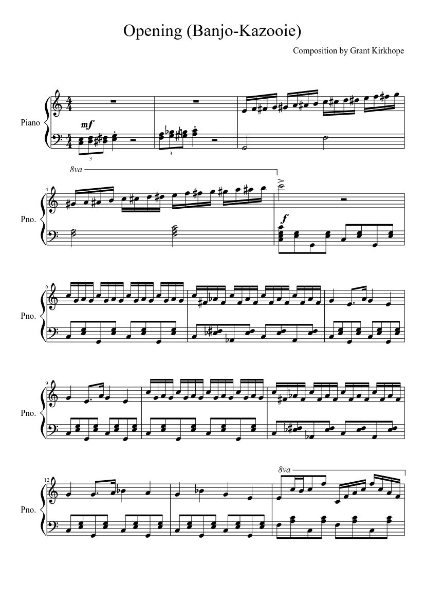 Opening (Banjo-Kazooie) Sheet music for Piano (Solo) | Musescore.com