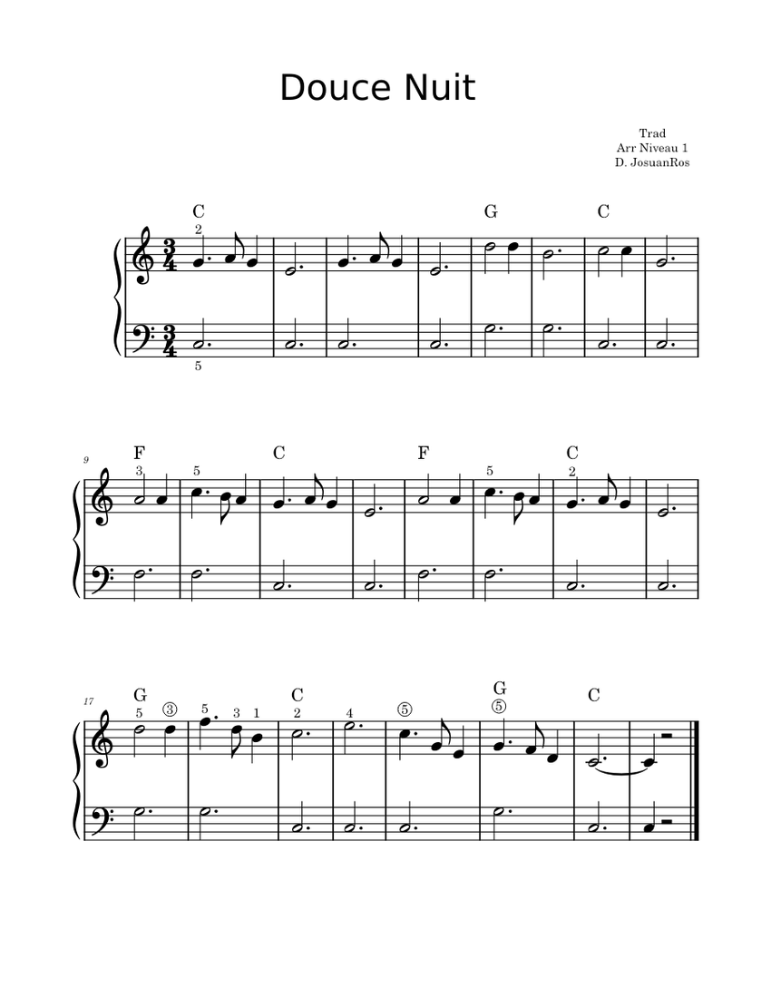 Douce Nuit Misc Traditional Douce Nuit Niveau 1 Sheet music for — free download