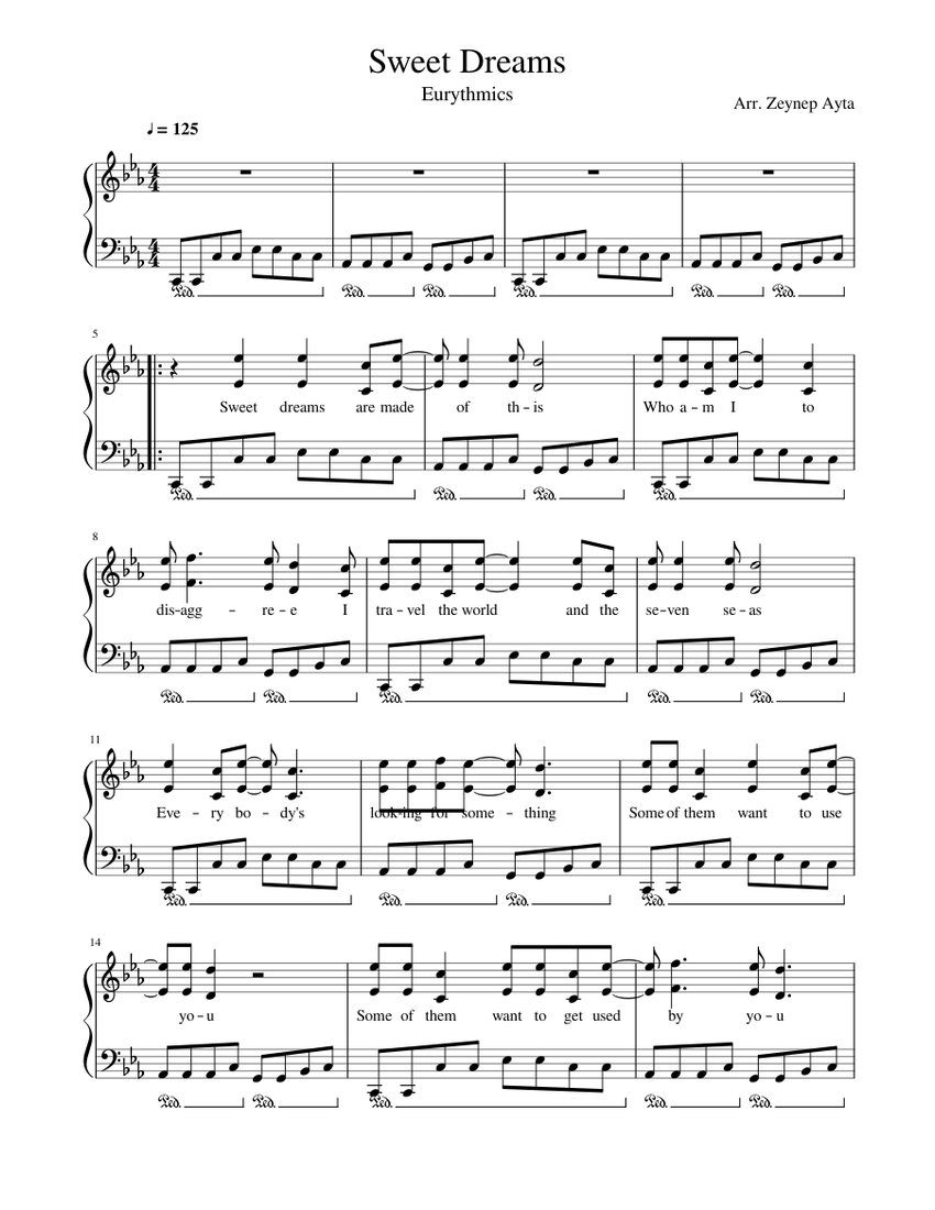 Sweet Dreams (Are Made of This) - Eurythmics Sheet music for Piano (Solo) |  Musescore.com