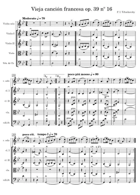 Free Old French Song by Pyotr Ilyich Tchaikovsky sheet music