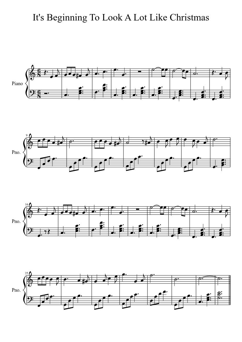 It's Beginning To Look A Lot Like Christmas Sheet music for Piano (Solo) |  Musescore.com