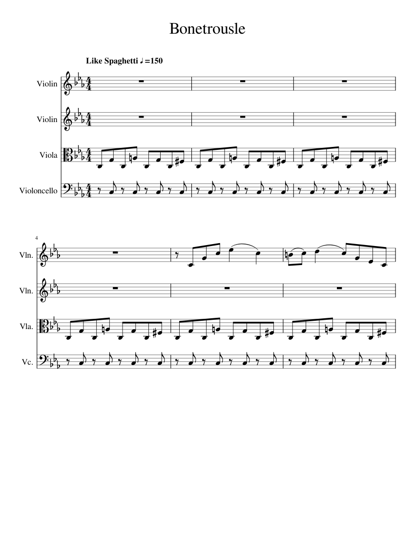 Bonetrousle Undertale Strings Sheet Music For Violin Viola Mixed 0892