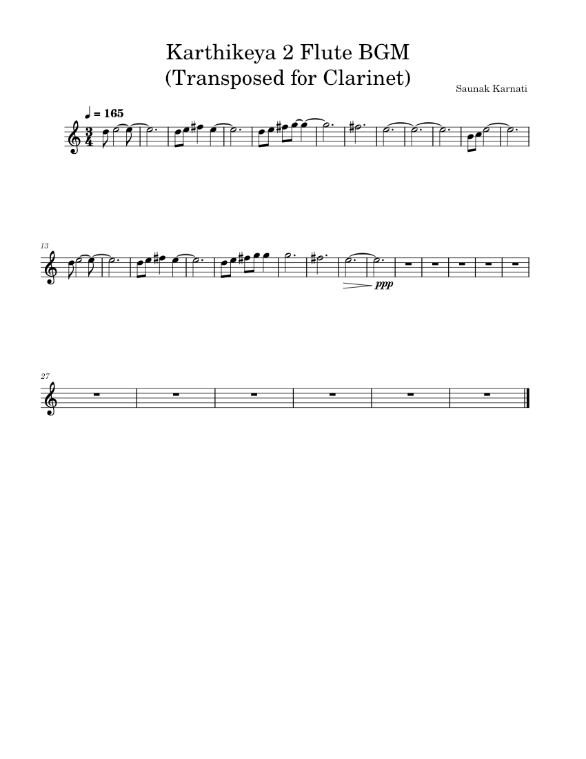 Karthikeya 2 D.G.V.Sriram Karthikeya 2 Flute BGM For Sheet