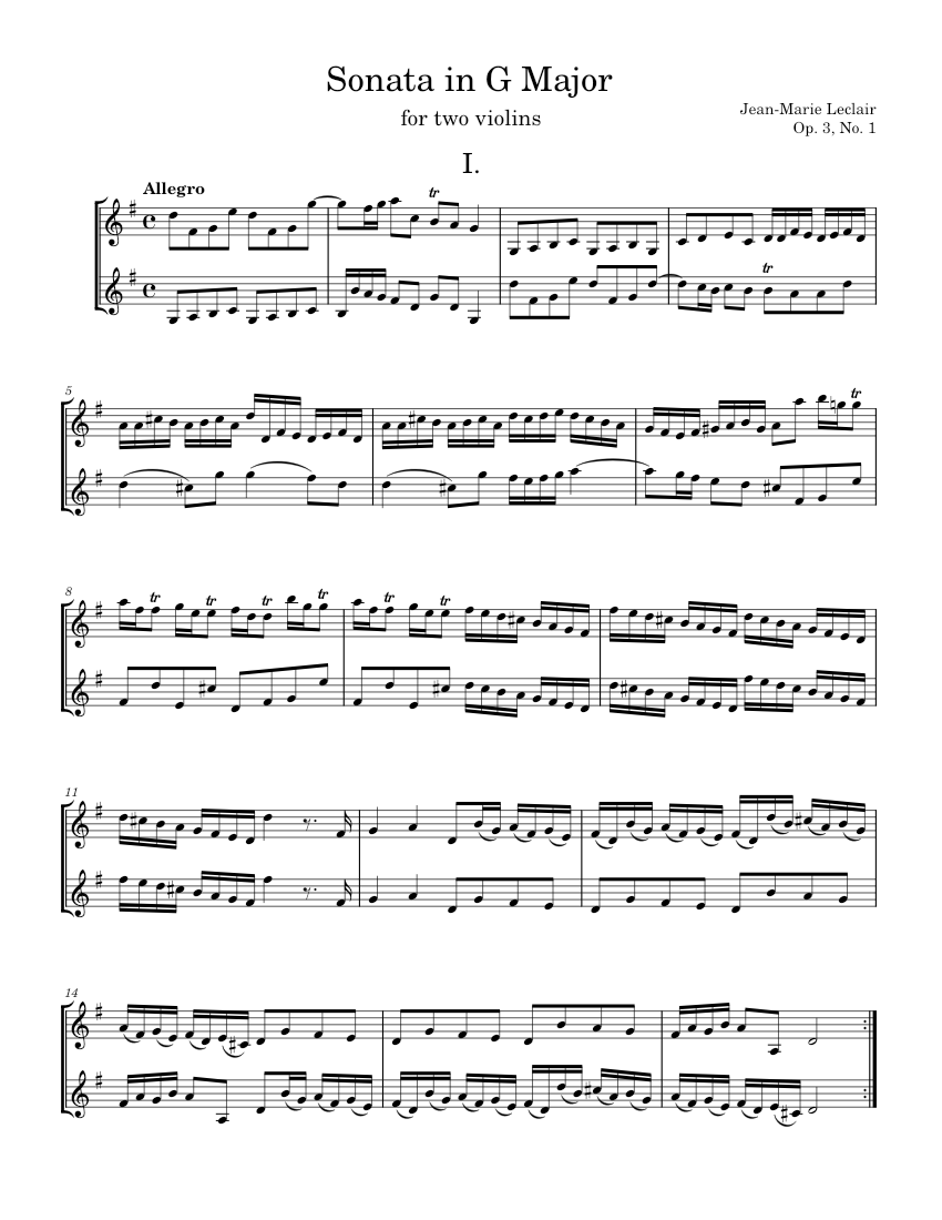 6 Sonatas for 2 Violins Op.3