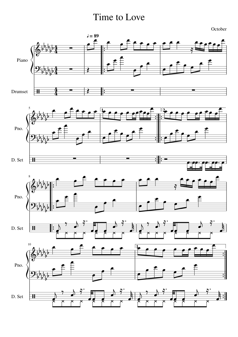 Time to Love - October Sheet music for Piano, Drum group (Solo) |  Musescore.com