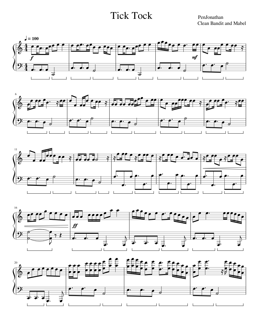 Tick Tock – Clean Bandit Sheet music for Piano (Solo) | Musescore.com