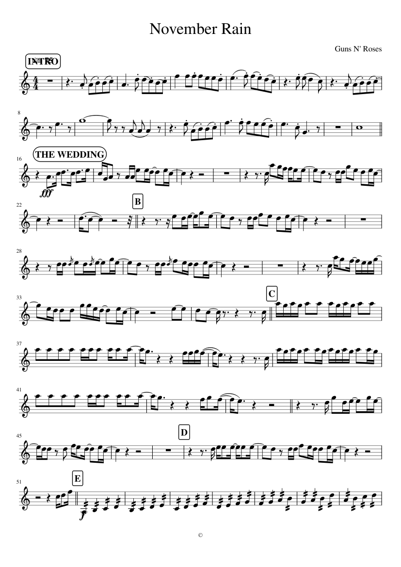 November Rain Sheet music for Violin (Solo) | Musescore.com