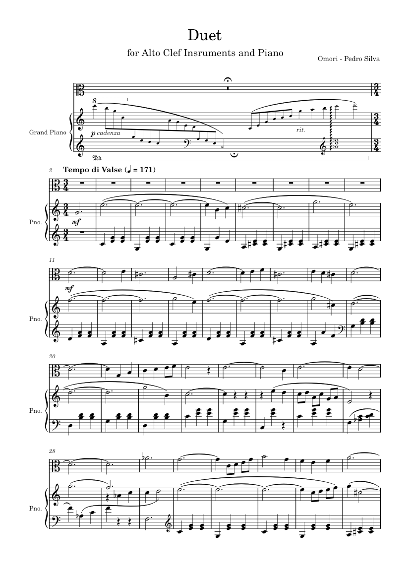 Omori - Duet For Alto Instrument and Piano Sheet Music for Piano, Viola ...