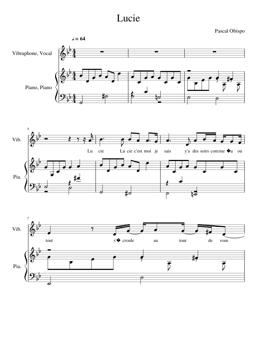 Lucie Sheet music for Piano, Vibraphone (Mixed Duet) | Musescore.com
