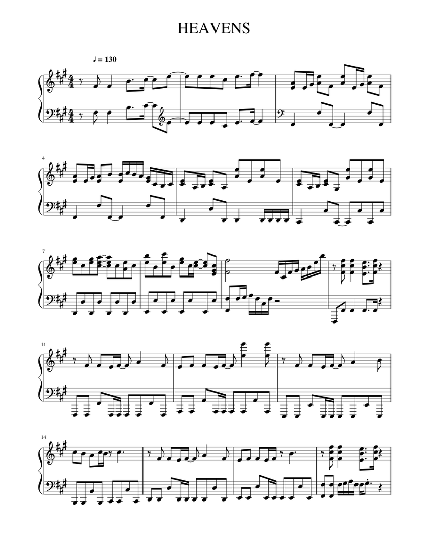 HEAVENS Sheet music for Piano (Solo) | Download and print in PDF or