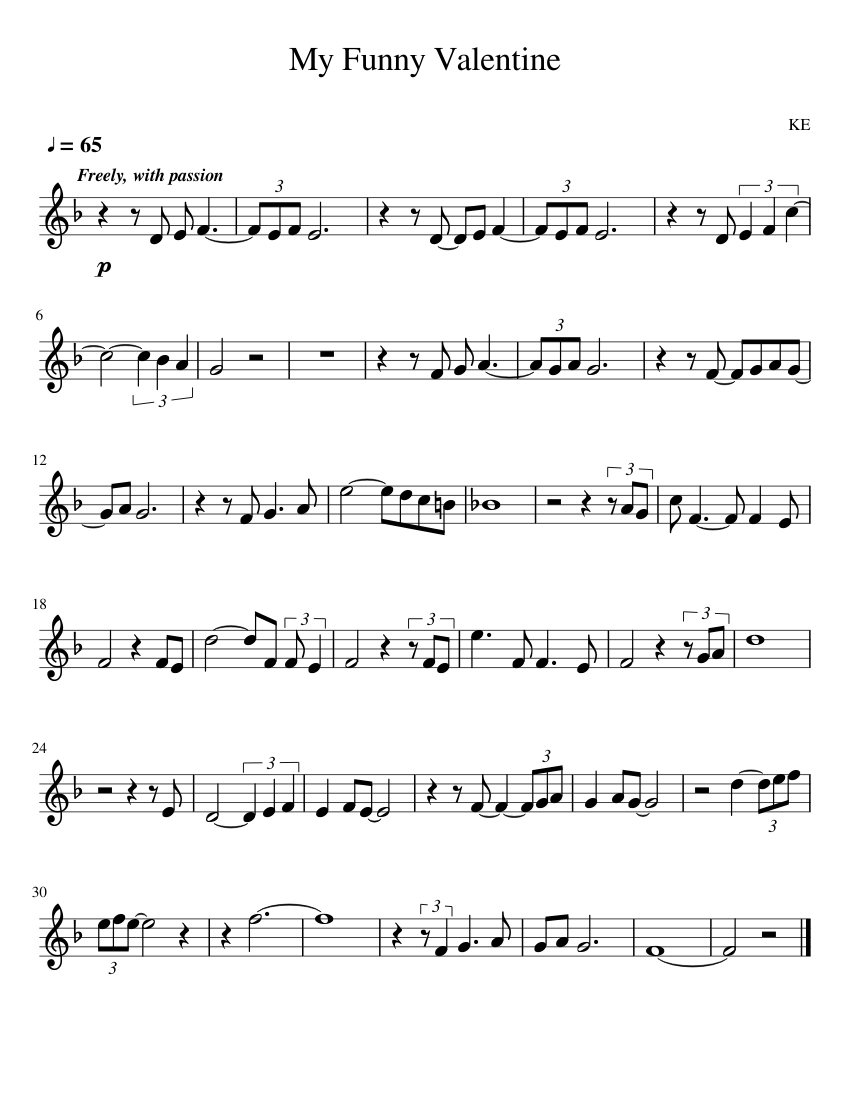 My Funny Valentine Sheet music for Saxophone tenor (Solo) | Musescore.com