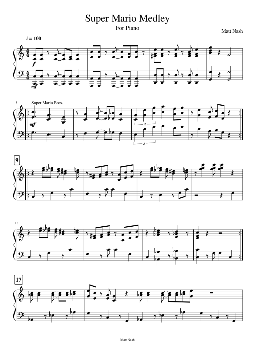 Super Mario Medley Sheet music for Piano (Solo) | Musescore.com