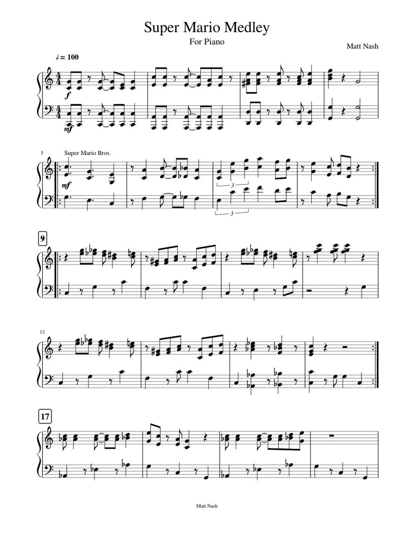 Super Mario Medley Sheet music for Piano (Solo) | Musescore.com