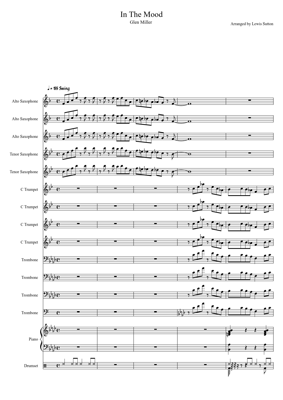 In The Mood - Glen Miller Orchestra Sheet music for Piano, Trombone,  Trumpet other (Mixed Ensemble) | Musescore.com