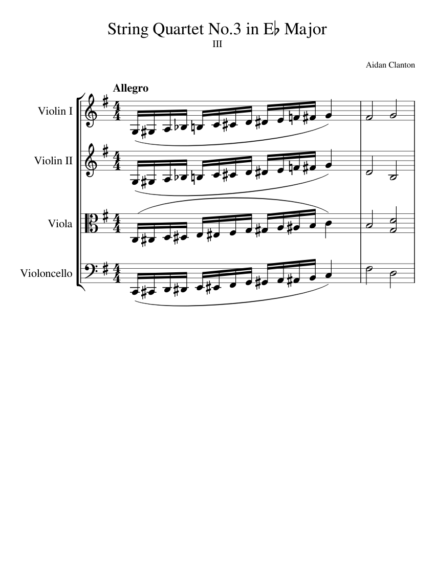 String Quartet No.3 in E flat major; III--Allegro-moderato