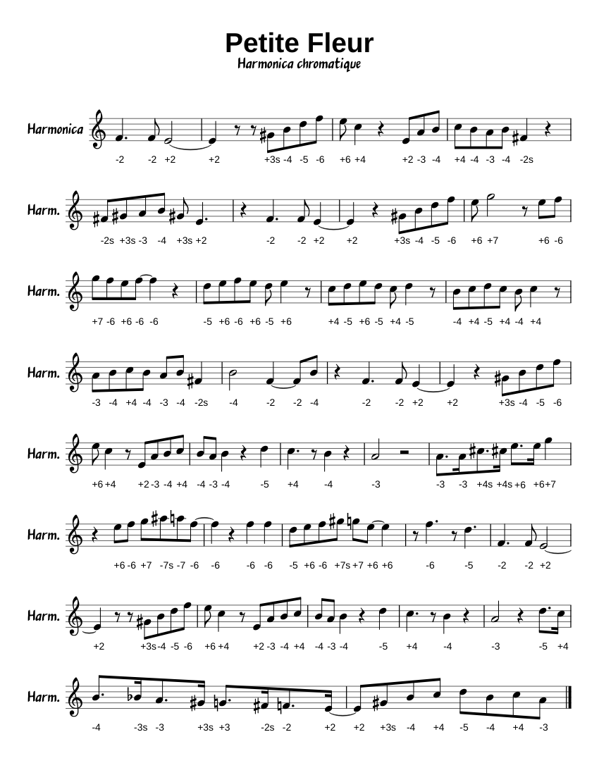 Petite Fleur Sheet music for Harmonica (Solo) | Musescore.com