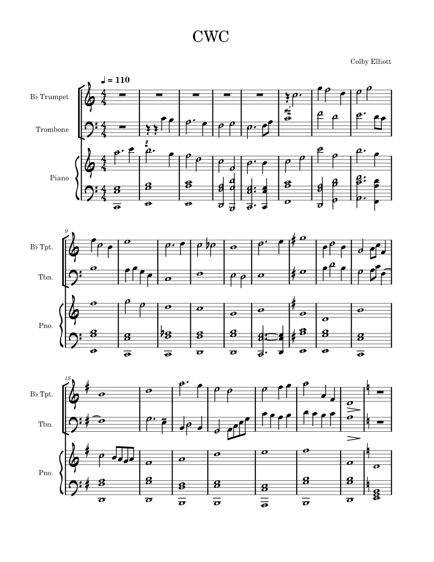 CWC 1.0 Sheet music for Piano, Trombone, Trumpet in b-flat (Jazz Band ...