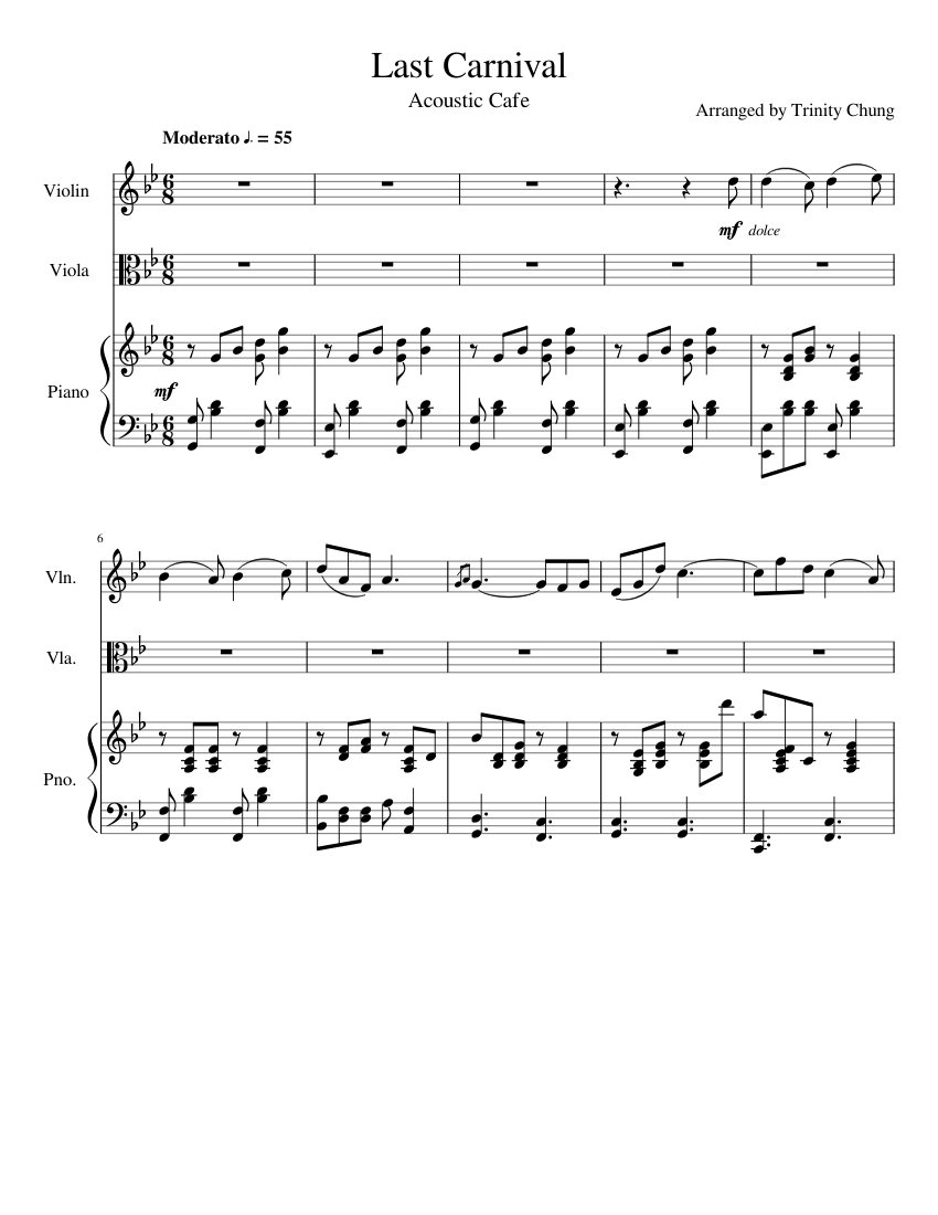 Last Carnival Violin Viola Piano Sheet Music For Piano Violin Viola Mixed Trio Musescore Com