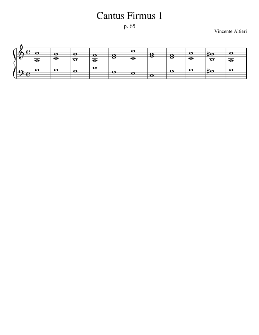 Cantus Firmus 1 theory p.65 Sheet music for Piano (Solo) Easy