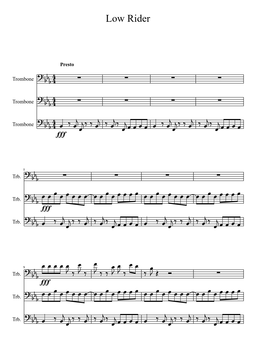 Low Rider Notes Low Rider Sheet Music for Trombone (Mixed Trio) | MuseScore.com