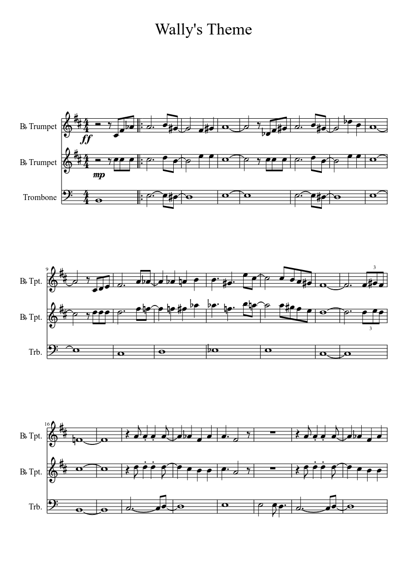 Wally S Theme Oras Sheet Music For Trombone Trumpet Mixed Trio Musescore Com