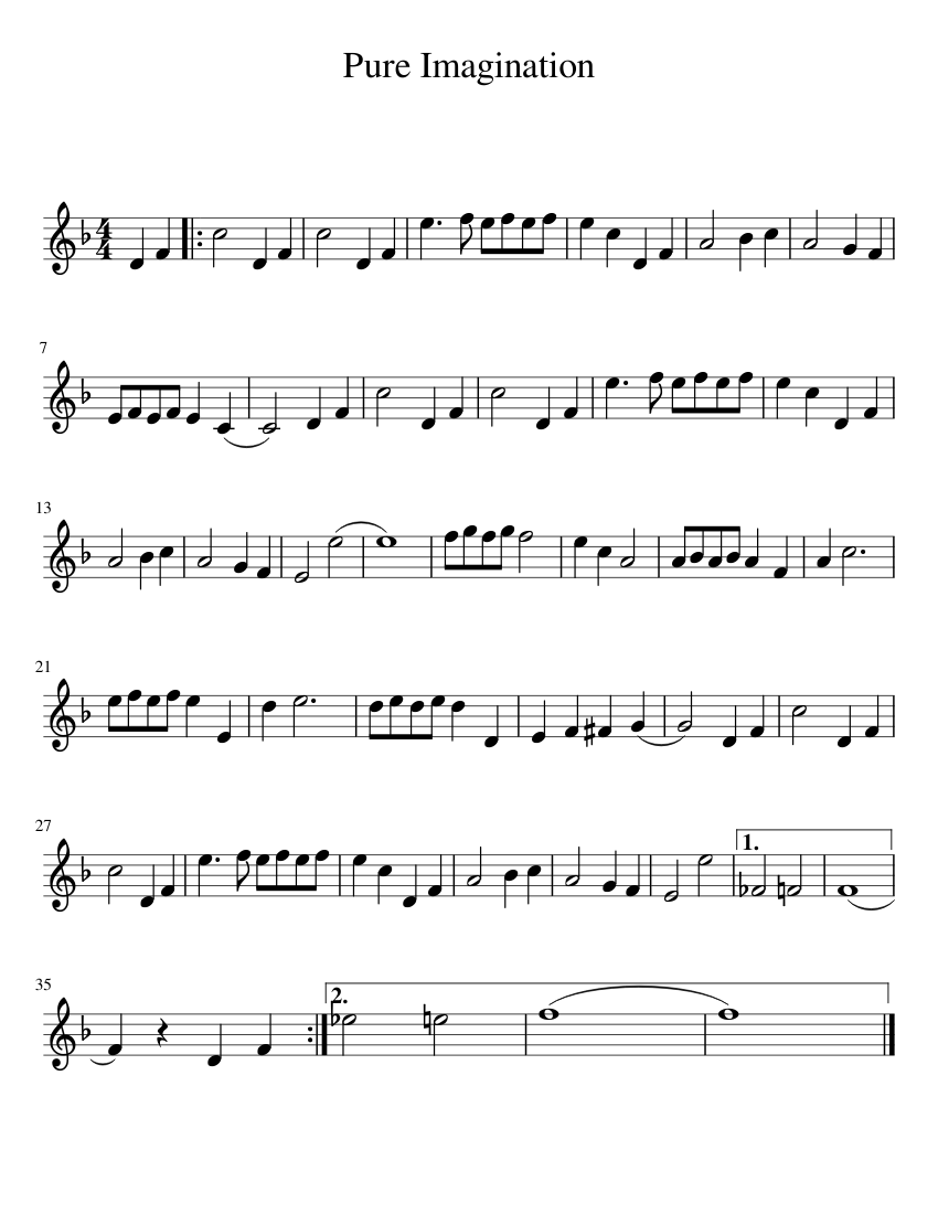 Pure Imagination - Trumpet Sheet Music for Trumpet in b-flat (Solo