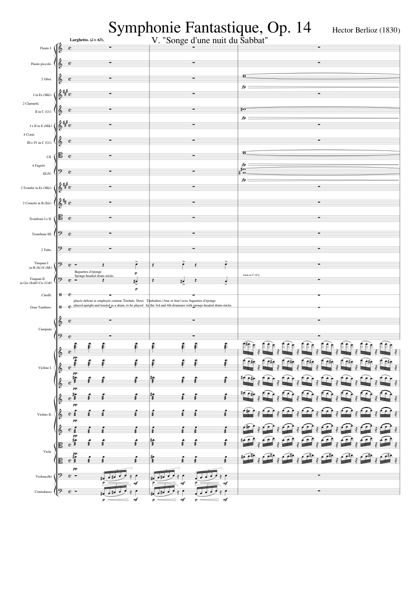 Symphonie Fantastique, Op. 14: Mvt. V Sheet Music for Piano