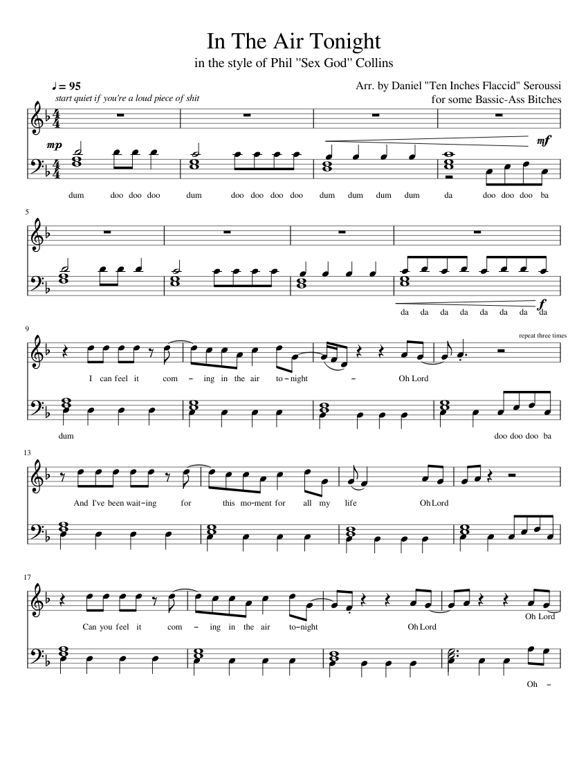 In The Air Tonight Sheet music for Piano (Solo) | Musescore.com