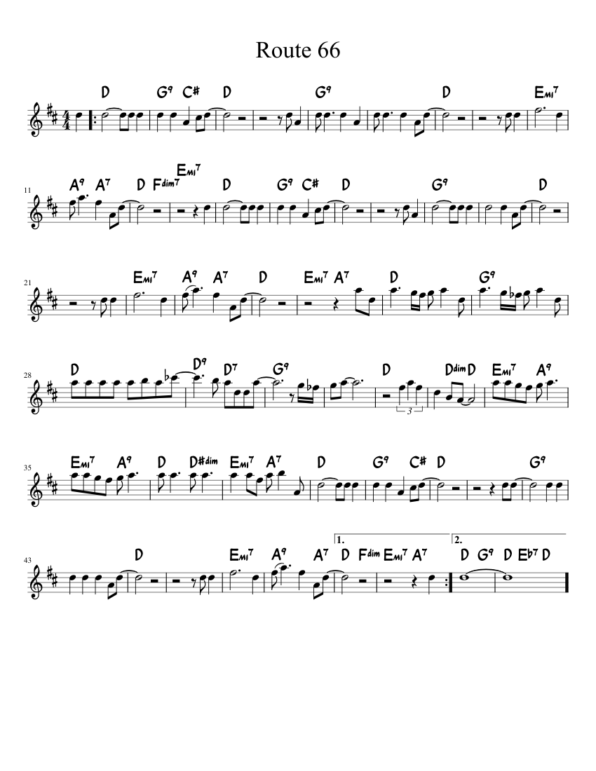 Route 66 Sheet music for Piano (Solo) | Musescore.com