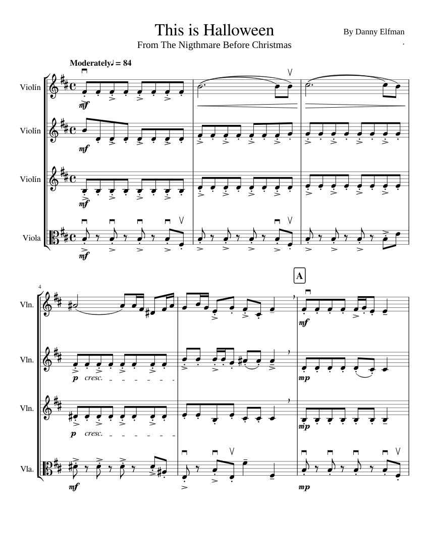 This is Halloween Cuarteto Sheet music for Violin, Viola (String ...