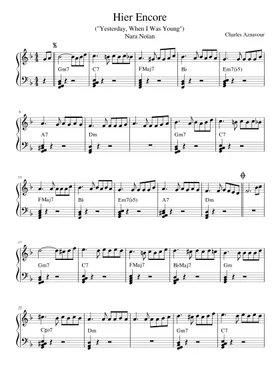 Free Hier Encore by Charles Aznavour sheet music | Download PDF or print on  Musescore.com