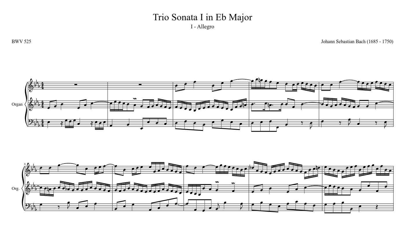 Organ Sonata N°1 in E-flat major, BWV 525 - I. Allegro Sheet music for  Organ (Solo) | Musescore.com