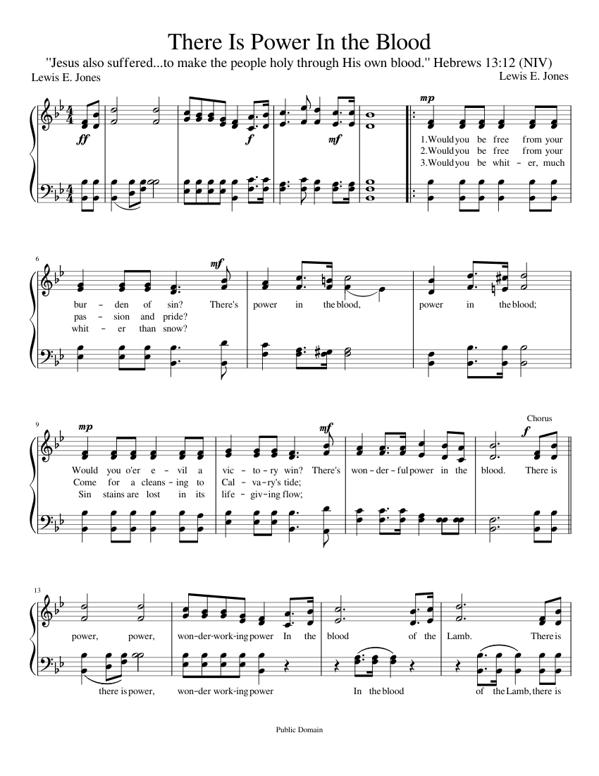 There Is Power In the Blood Sheet music for Piano (Solo) Easy ...