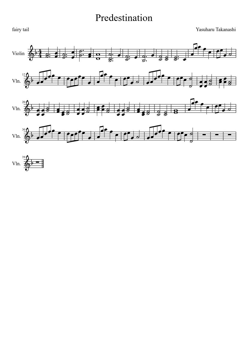 Predestination Sheet Music For Violin Solo Musescore Com