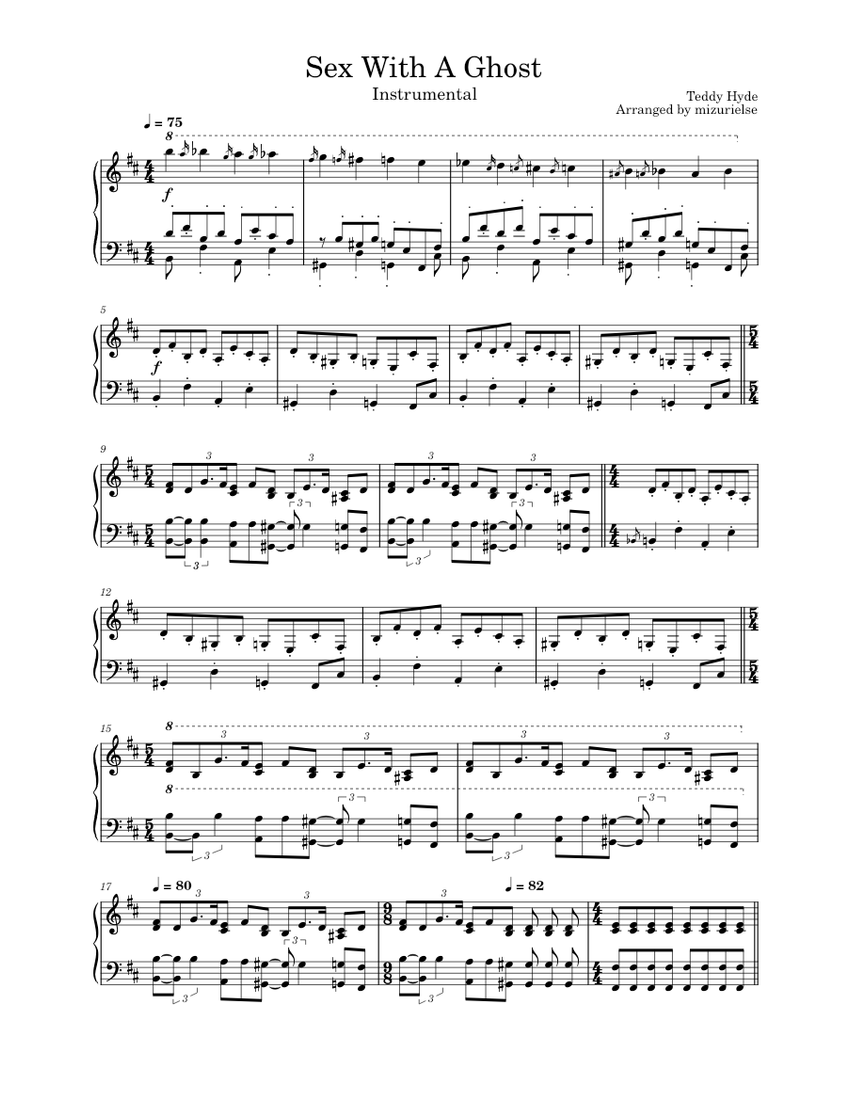 Sex With A Ghost Teddy Hyde Piano Solo Instrumentalaccompaniment Sheet Music For Piano 
