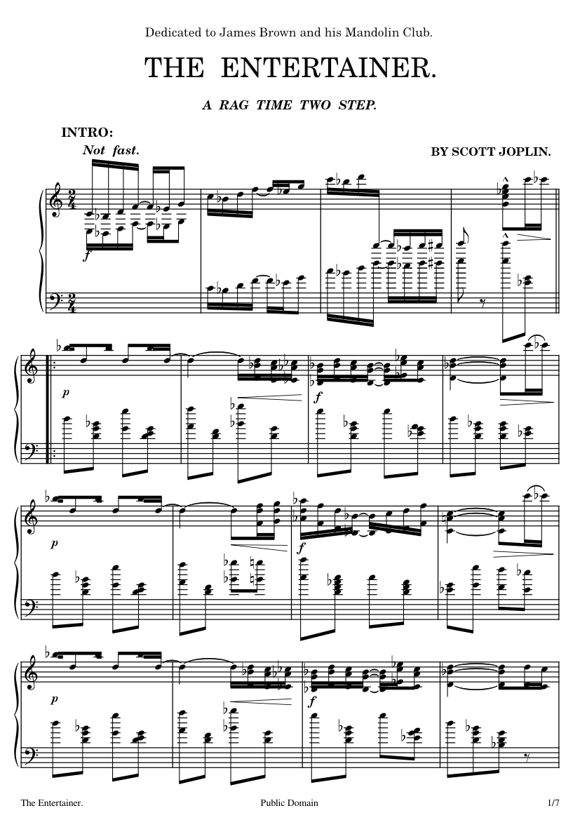 The entertainer – Scott Joplin The Entertainer negative harmony Sheet ...