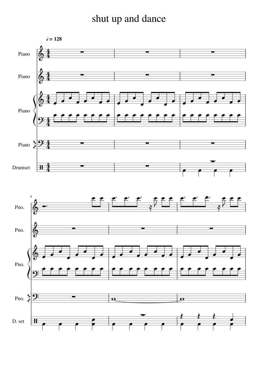 Shut Up And Dance Walk The Moon Sheet Music For Piano Drum Group Solo 