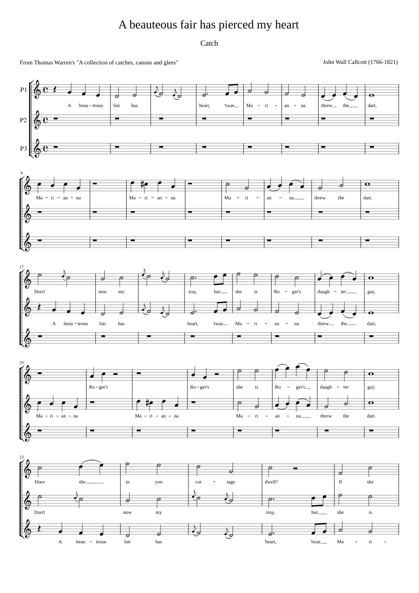 A Beauteous fair has pierced my heart